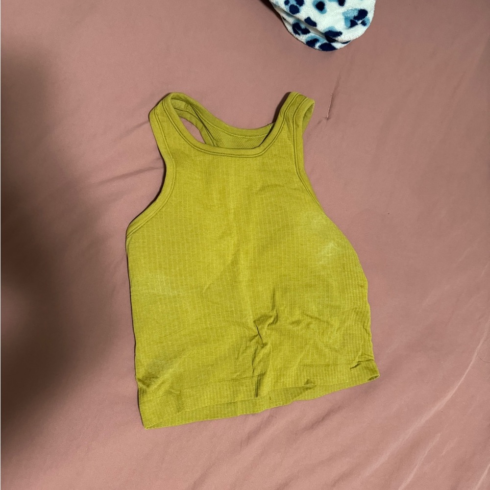 lululemon mustard cropped raceberback tank size 4